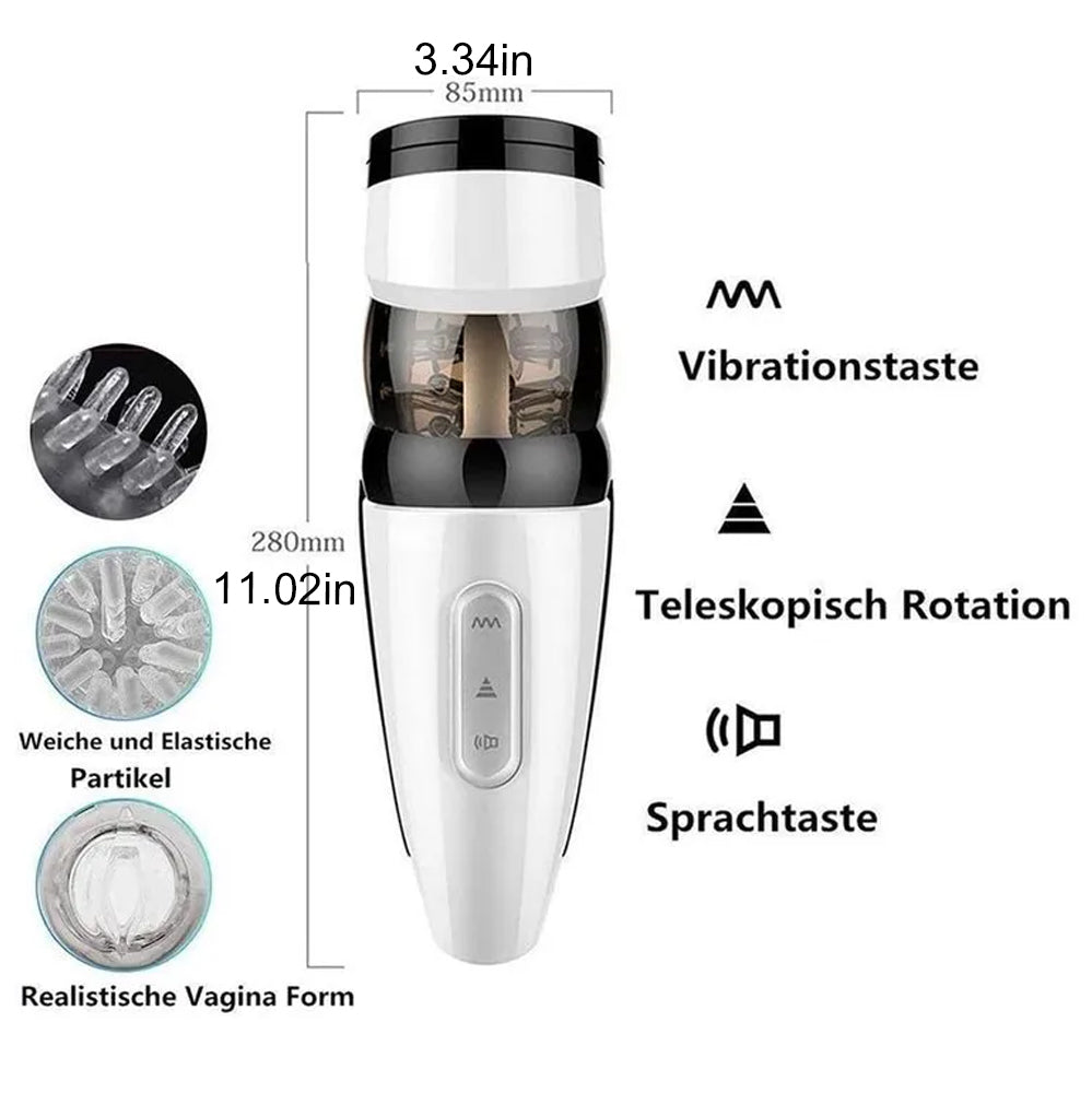 KnightStorm 10 Vibrations 5 Thrust Rotations 5 Voice Male Stroker Fully Automatic Male Vibrator 360°hands-Free Oral Sex Toy — product image 4
