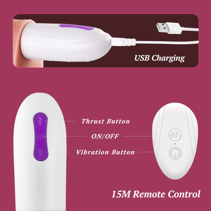 Thrusting Vibrating Dildo Sex Machine 8 Thrusting Rotating Dildo with Vibrating Heating Remote Control – product view 5