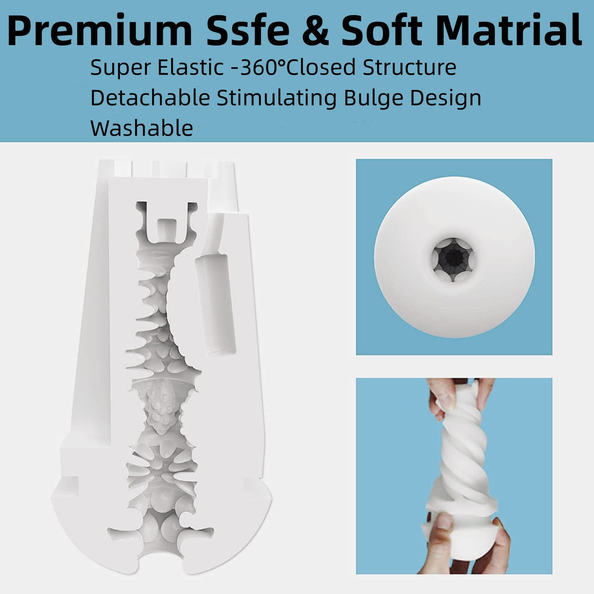 Small Rocket 9 Vibration 4 Suck Male Stroker Cup with 3D Realistic Textured — product image 6