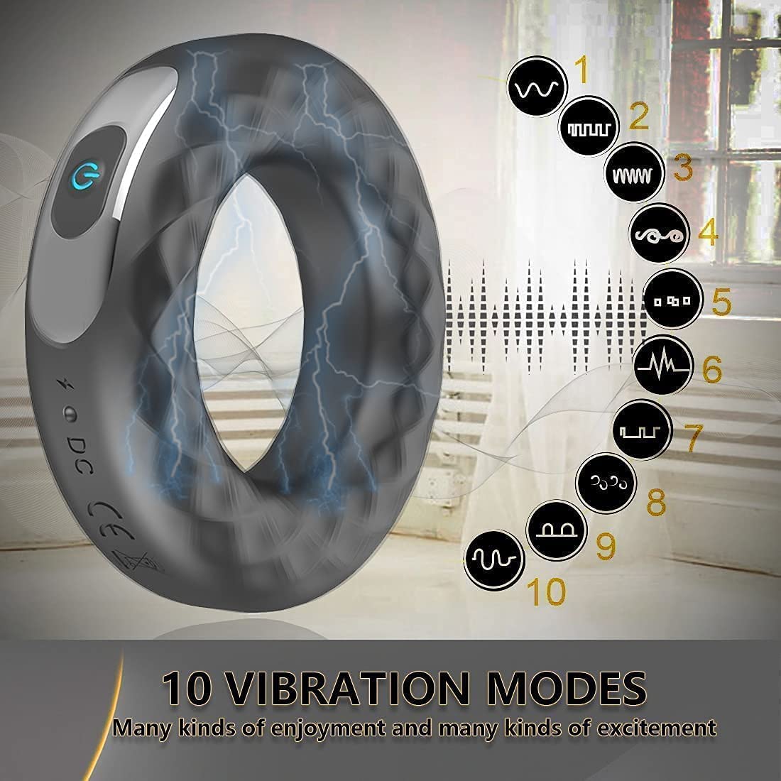 Silicone vibrating locking sperm ring male delayed masturbator – product view 3