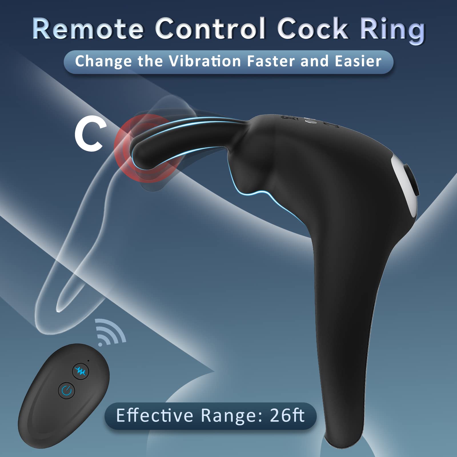 Bunny Rabbit Shaped Rechargeable Vibrating Cock Ring – product view 5