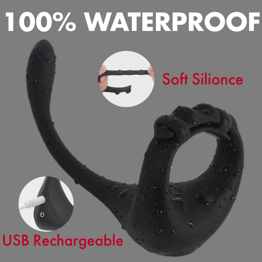 3 in 1 Vibrating Remote 10 Frequencies Adjustable Penis Ring – product view 3