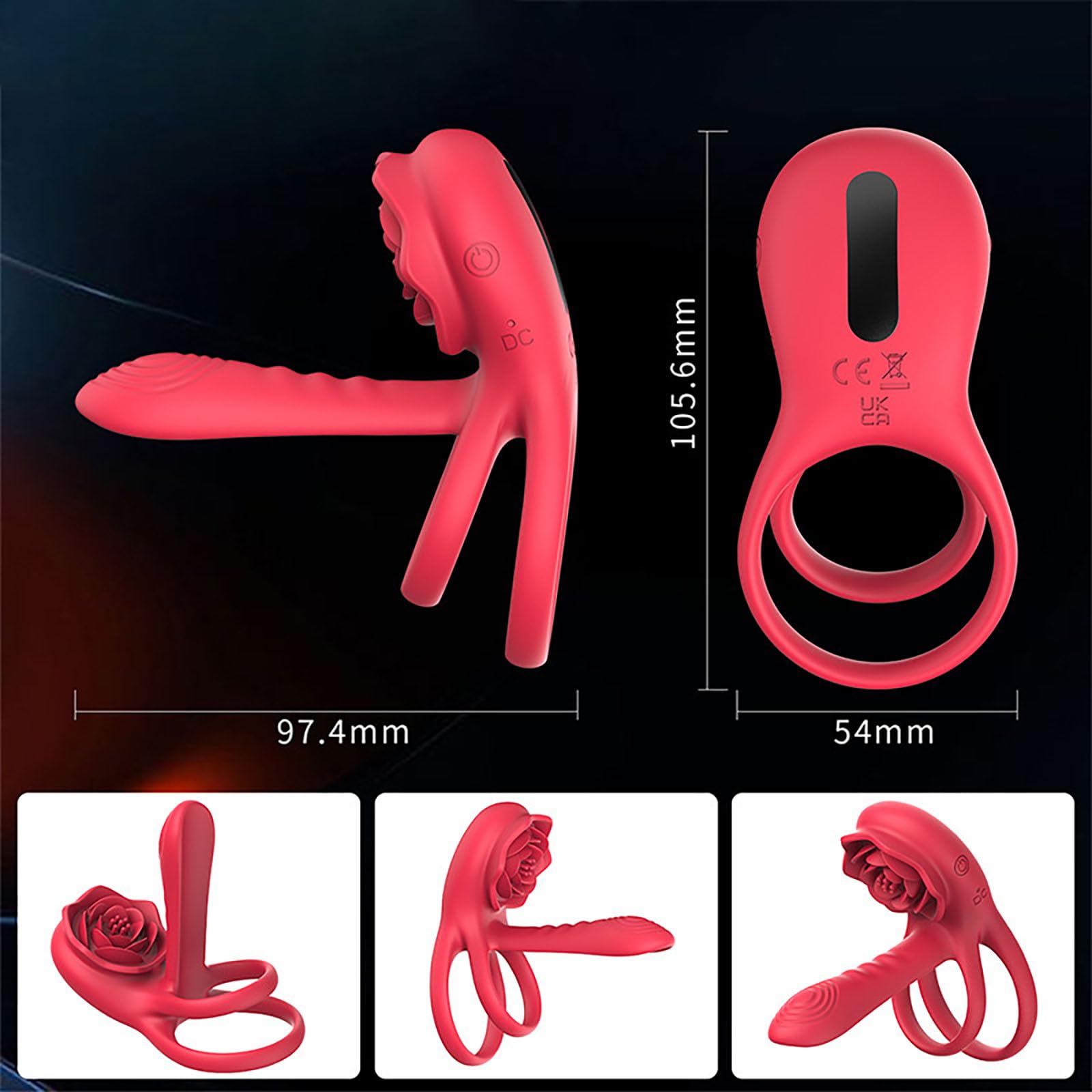 Connection Dual Romance Rose Vibrating Cock Ring – product view 4