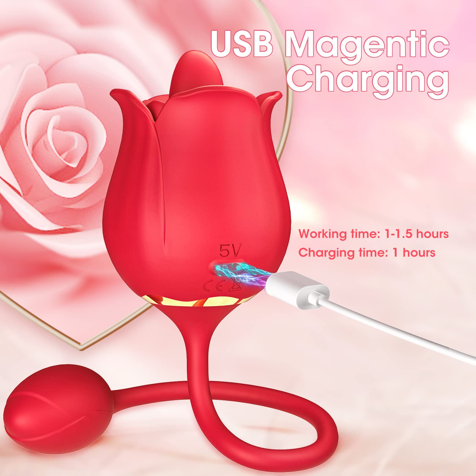 Rose Vibrator Tongue Licking Clitoris Stimulation With Vibrating Egg – product view 5