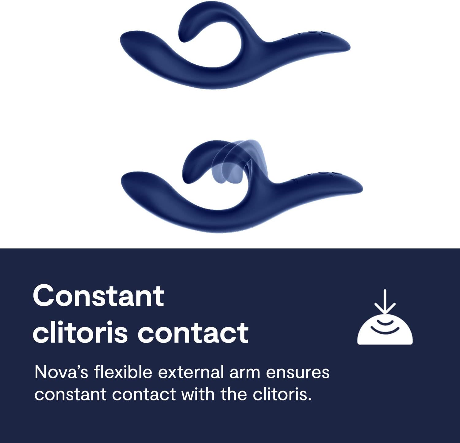 Flexible external arm on the We-Vibe Nova 2 for constant clitoral contact