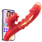 Toendi Thrusting Vibrator for Women, G Spot Dildo & Rabbit Sex Toy Rose Toy | 7 Thrusting Dildo Modes 10 Tongue Licking Vibration, Sliding Ring Stimulation, Soft Silicone, USB Rechargeable, AI Sync Game