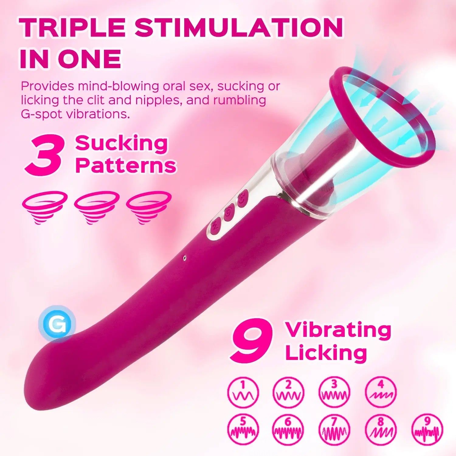 3 in 1 Clit Licking Sucking G Spot Vibrator – product view 4