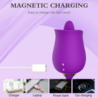 Purple Rose Toy Rotating Pearls Telescopic Tongue-licking Vibrator
