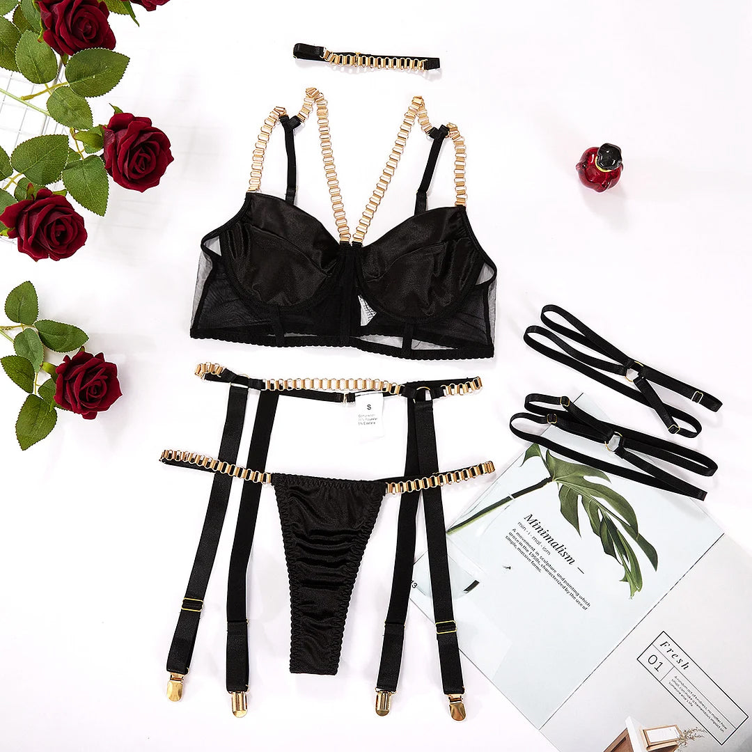 Velvet Bondage Chain Sex Lingerie Suit – product view 6
