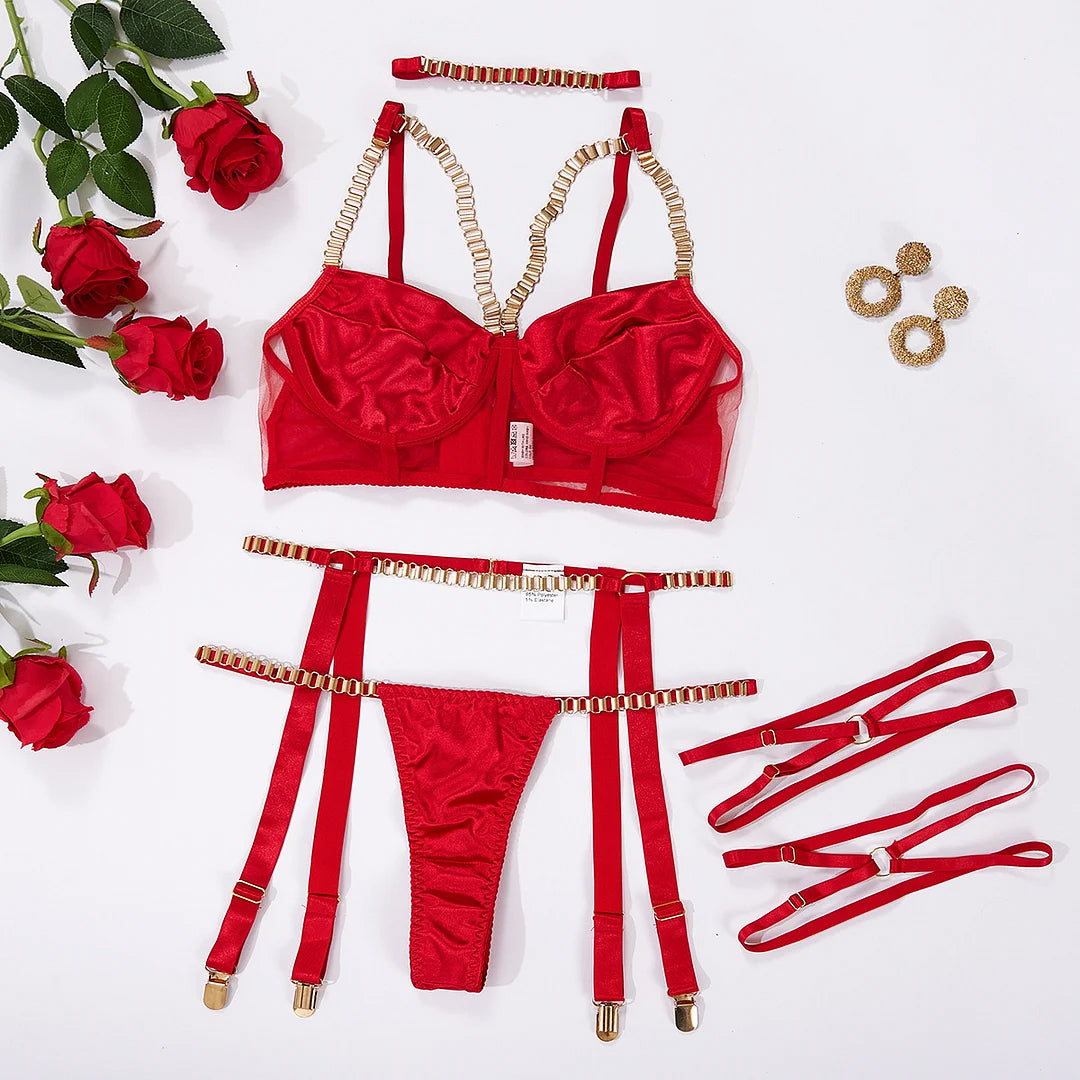 Velvet Bondage Chain Sex Lingerie Suit – product view 7