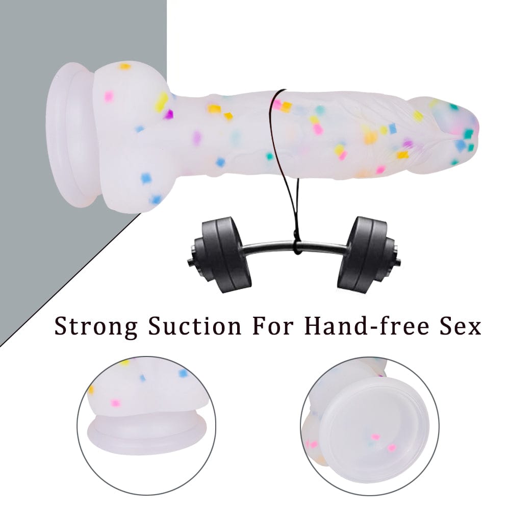5.5 in Jelly Particles Rainbow Transparent Realistic Dildo With Suction Cup