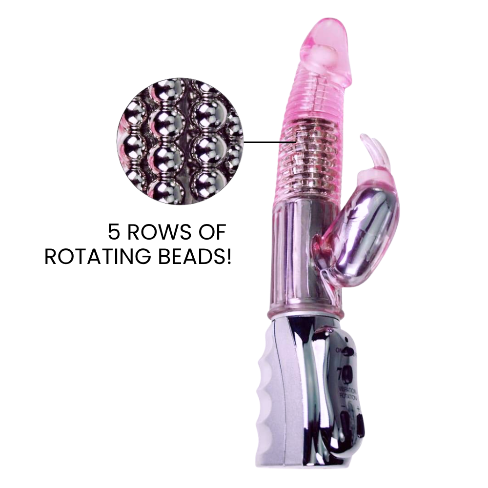 5 rows of rolling beads on Rotating Rabbit Dual-Action Vibrator | AnneToys