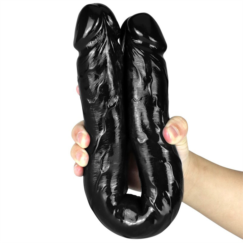 18 Inch Black Lesbian Double Ended PVC Dildo – product view 9