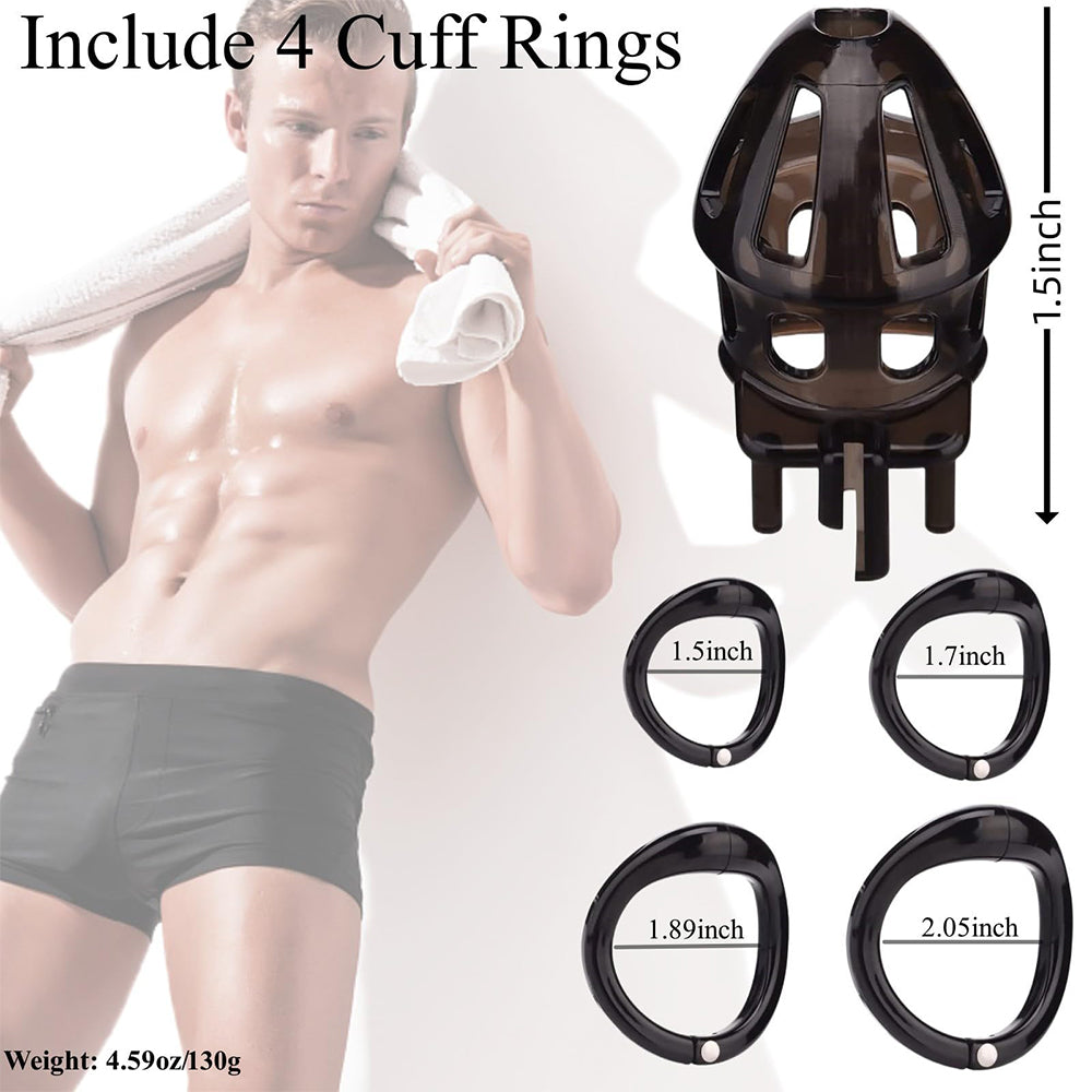Male Penis Exercise Lightweight Chastity Cage - Adult Sex Toy with 4 Different Size Rings – product view 7