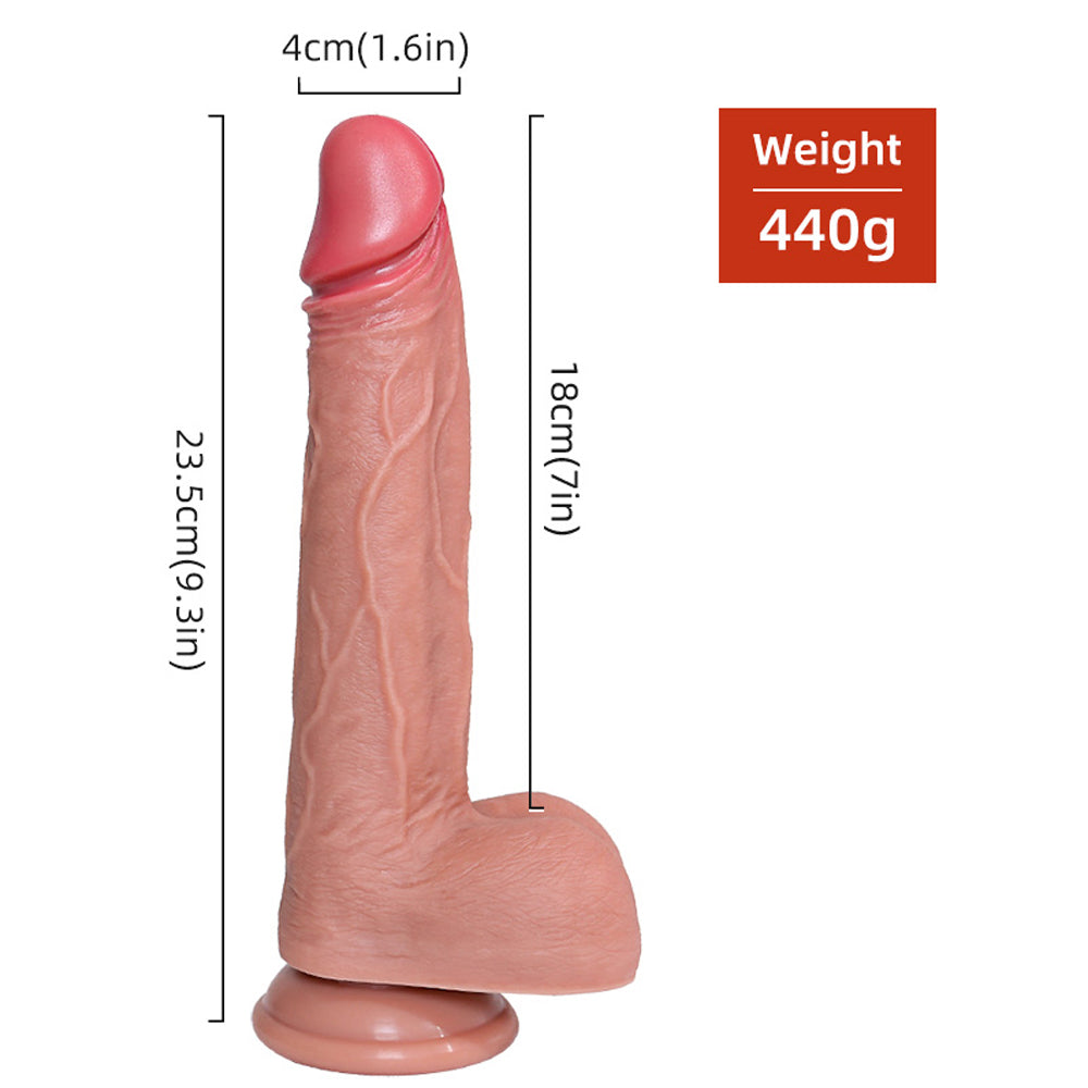 9.3 Inch Double Thickened Allovers Thrusting Dildo Foreskin 9 Inch Dildo