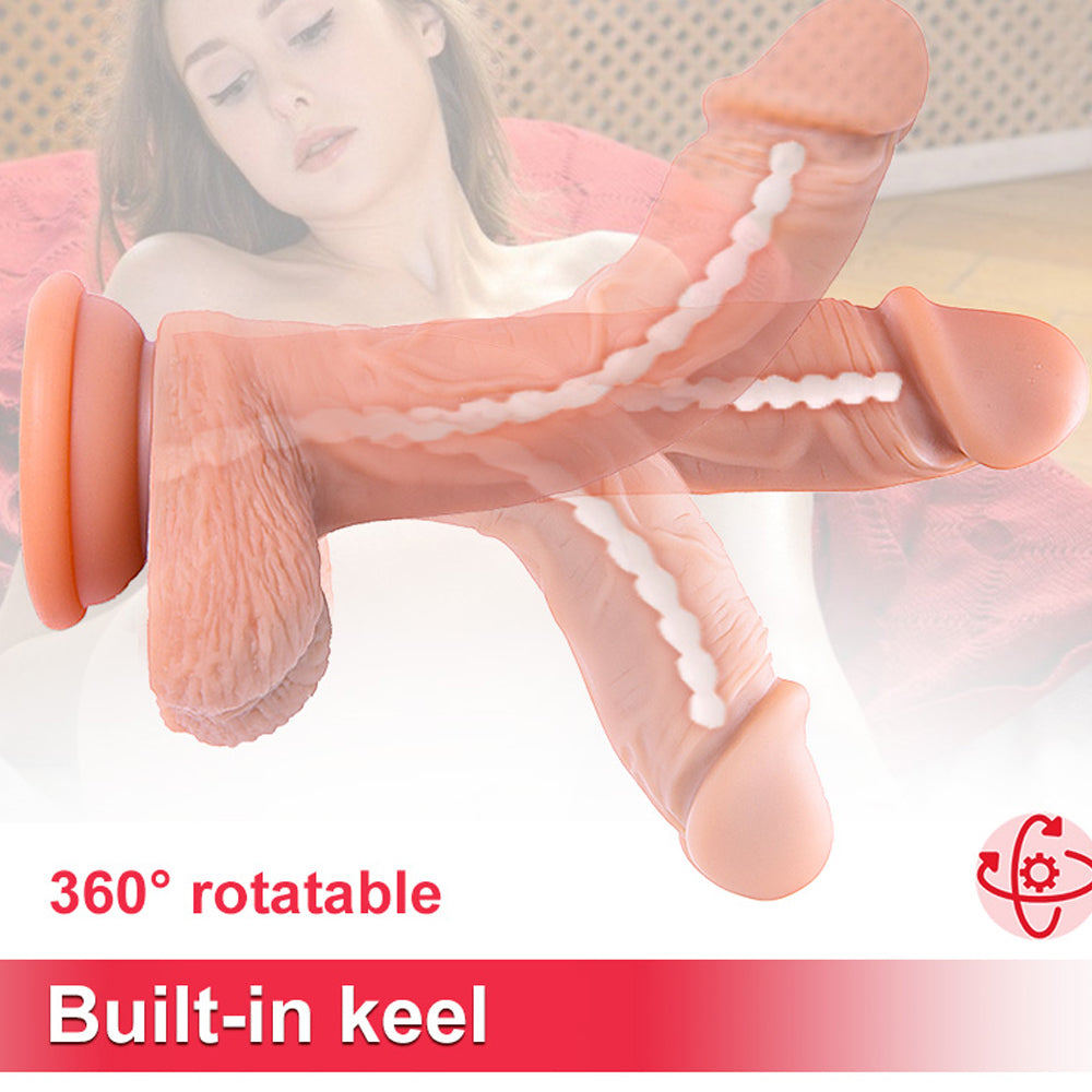 7.3 Inch Double Free Spins Suction Cup Dildos - Simulation Allovers Dildos
