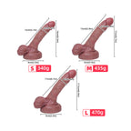 6.9 Inch & 6.7 Inch& 6.3 Inch Realistic Dark Brown Dildo Double Silicone Sucker Allovers Dildo
