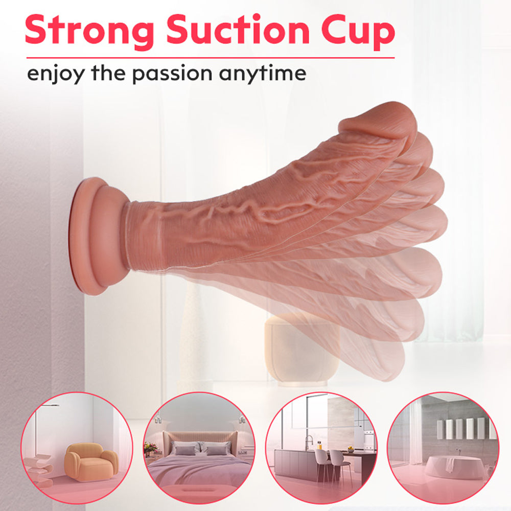 Double Layer Allovers Thrusting Dildo | Suction Cup Silicone Dildo