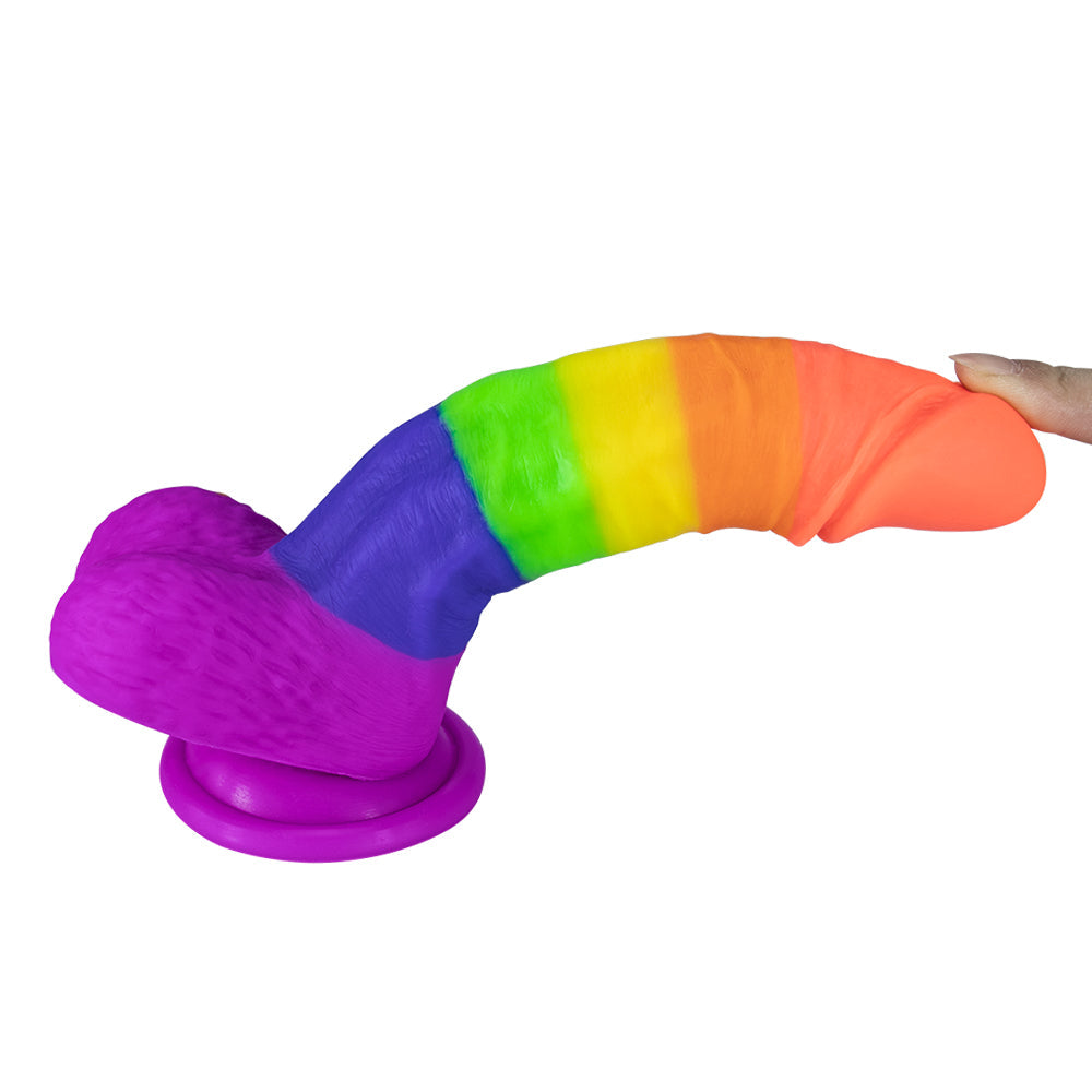 Rainbow Dildo | Silicone Suction Cups Allovers Thrusting Dildo – product view 6