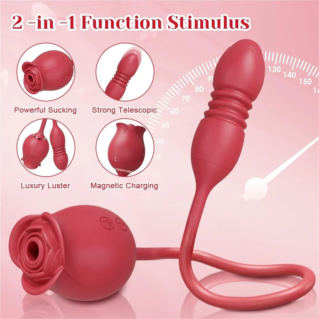 Rosebud Thruster Dual Rose Vibrator – product view 3