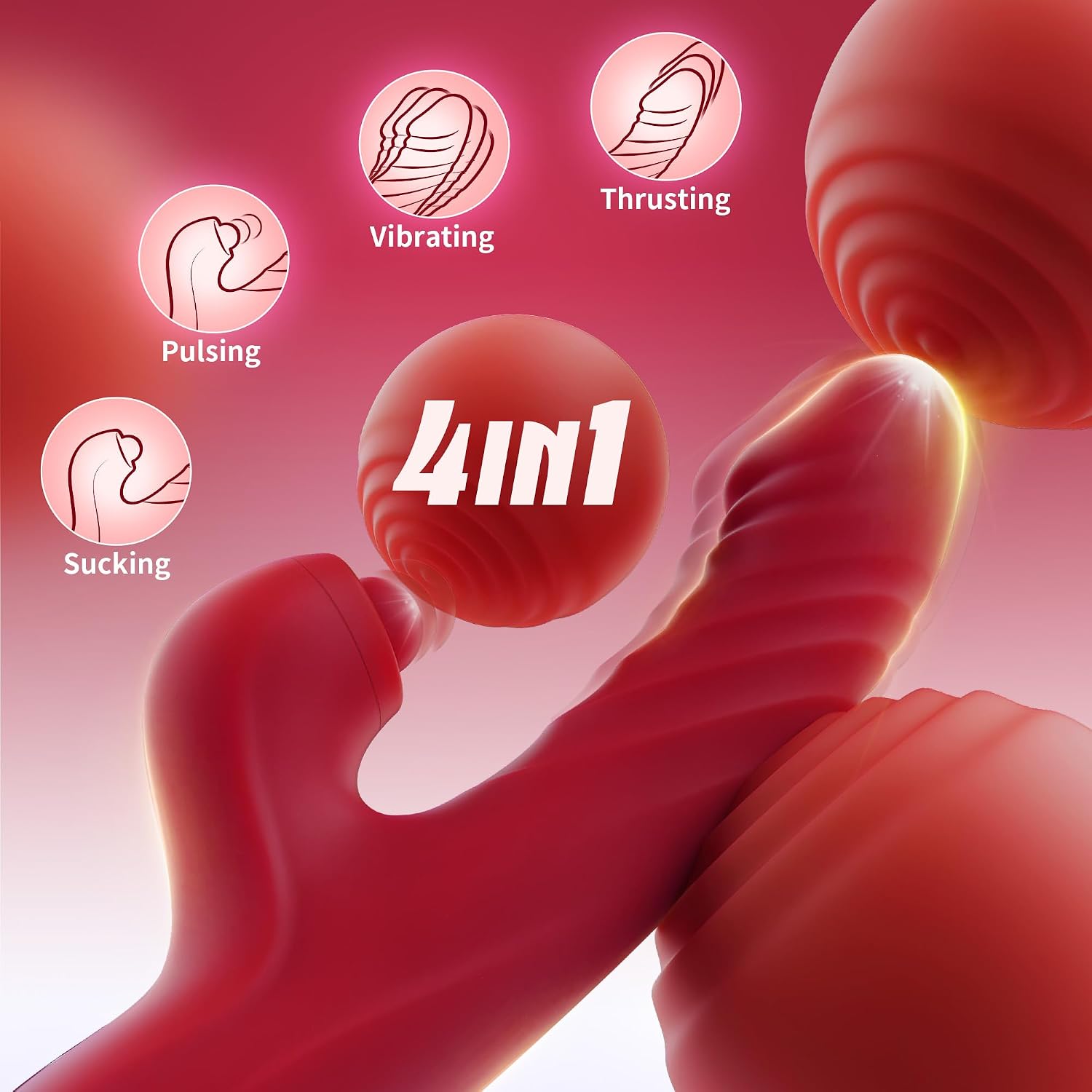 Toendi Rabbit Vibrator G Spot Sex Toys Thrusting Dildo Rose Toy for Women | 10 Vibration Modes, 7 Thrusting Modes with Licking Clitoral Vibrators Stimulator, Anal Dildos Adult Sex Toy Games For Couple