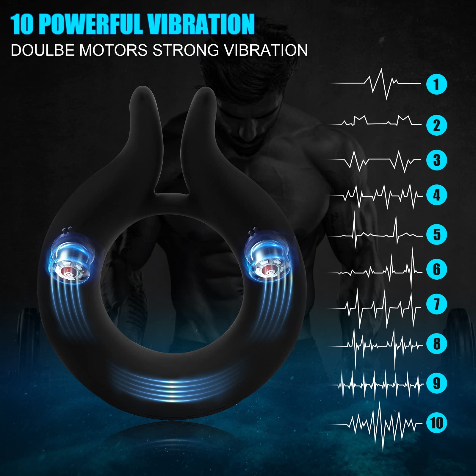 10 Vibration Modes Rabbit Design Penis Ring – product view 5
