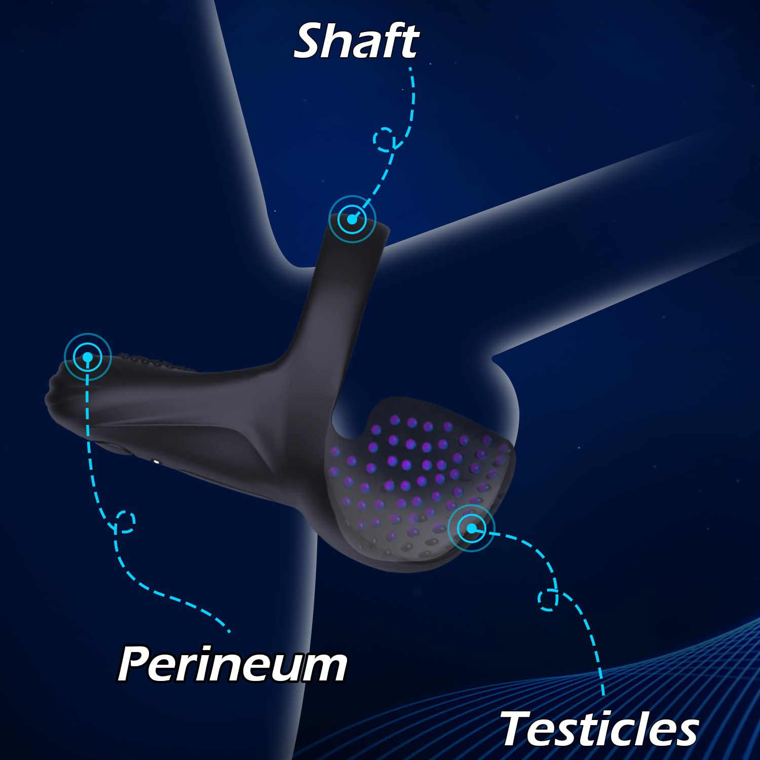 10 Vibrating Perineum and Testicles Stimulation Cock Ring – product view 4
