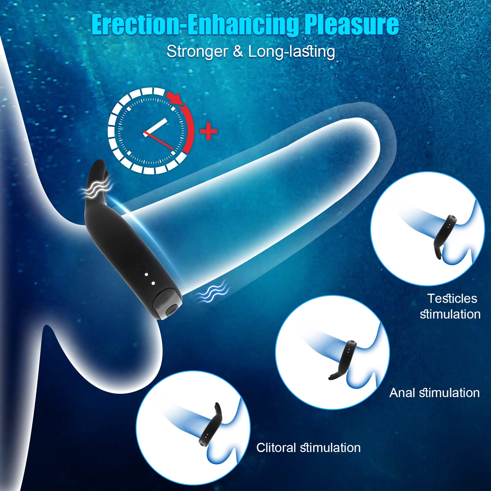 10 Vibration Modes Rabbit Design Penis Ring – product view 3