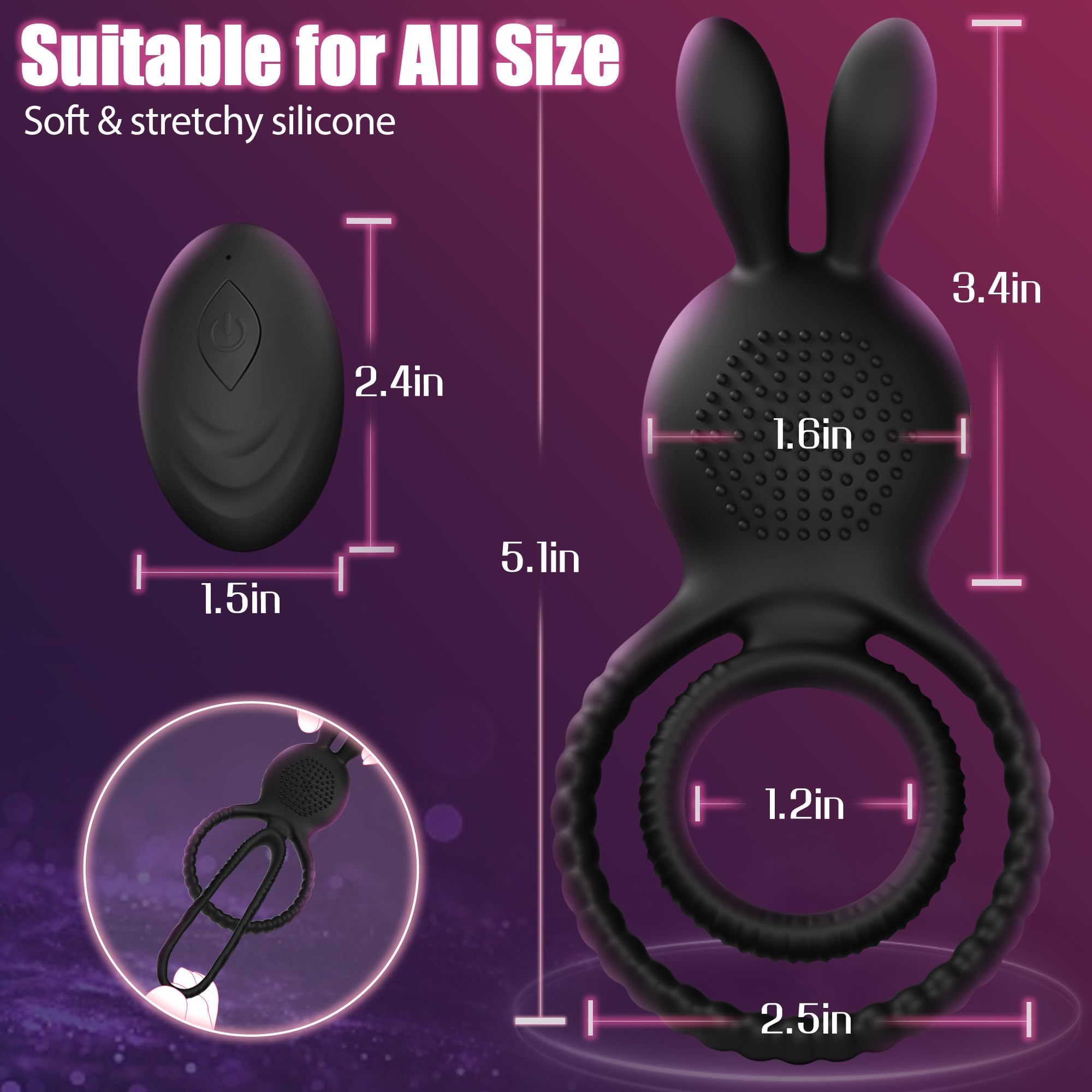 4 in1 Penis Ring Vibrator 10 Vibrations C & G Spot Vibrator – product view 5