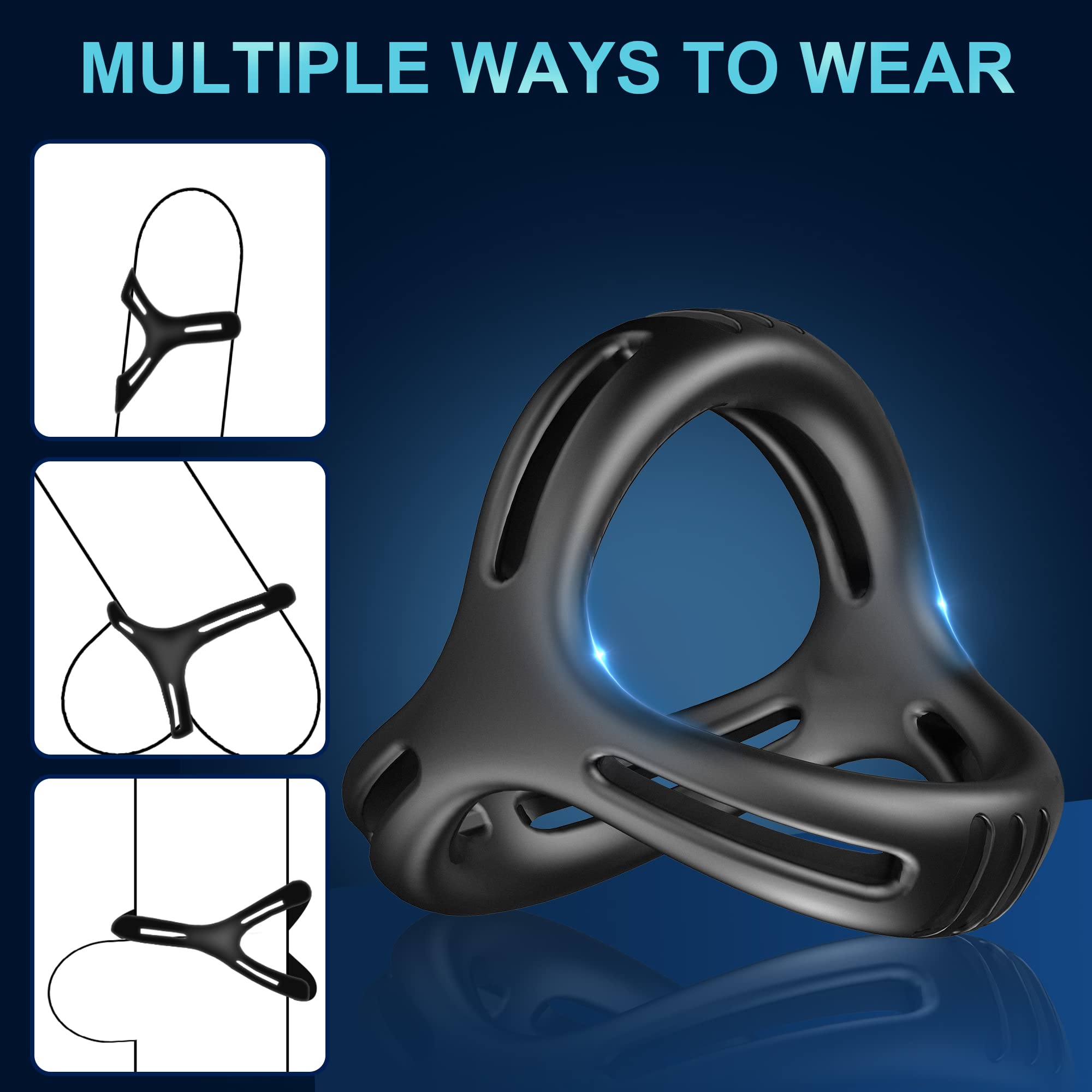 3 in 1 Silicone Penis Ring – product view 4