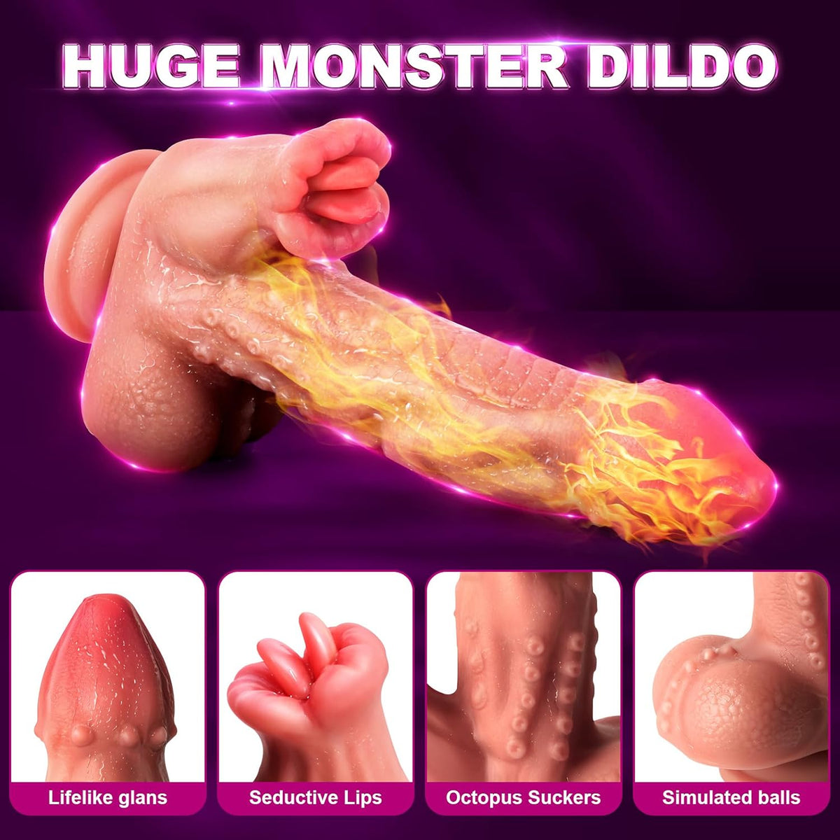 7.4 in Snake Warrior Thrusting Rotation Swinging Dildo Vibrator With Remote