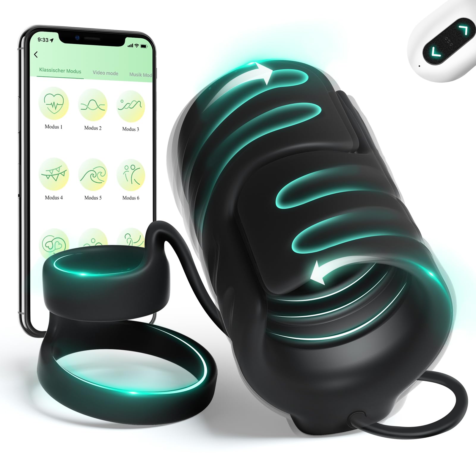 9 Vibrating 2 Cock APP & Remote Control Penis Ring – product view 2