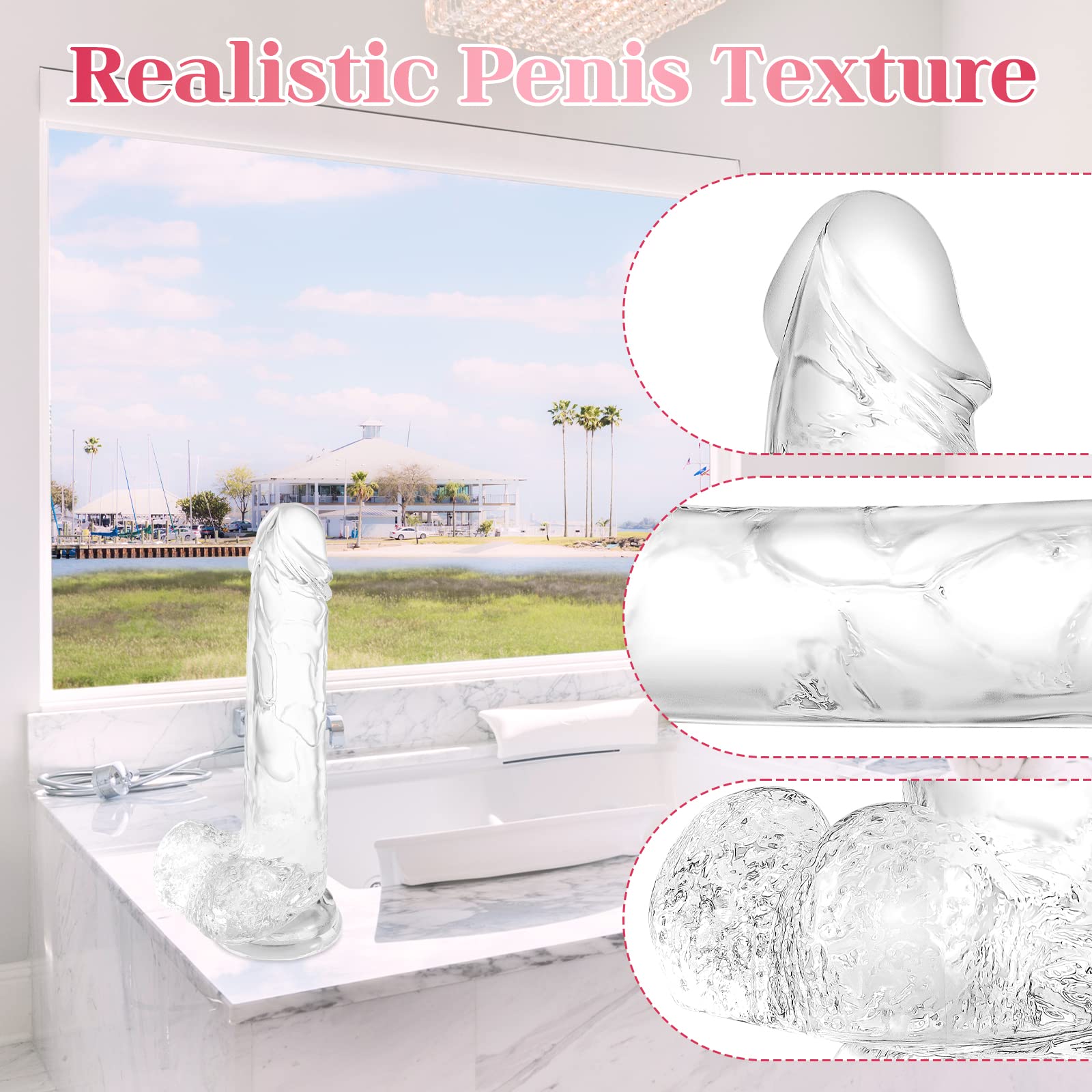7.3 inch Transparent Dildo With Sucker – product view 7