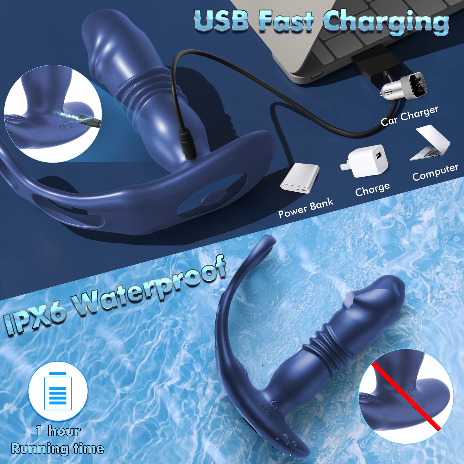 Uxol 3 in 1 Thrusting Prostate Massager Anal Vibrator – product view 15