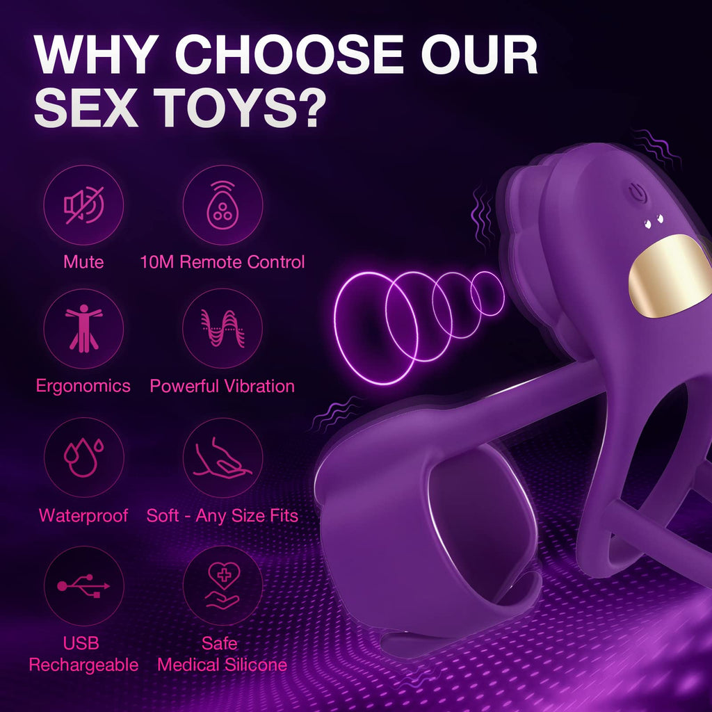 3 IN 1 Penis Ring 10 Vibration Rose Clitoral Vibrator – product view 4