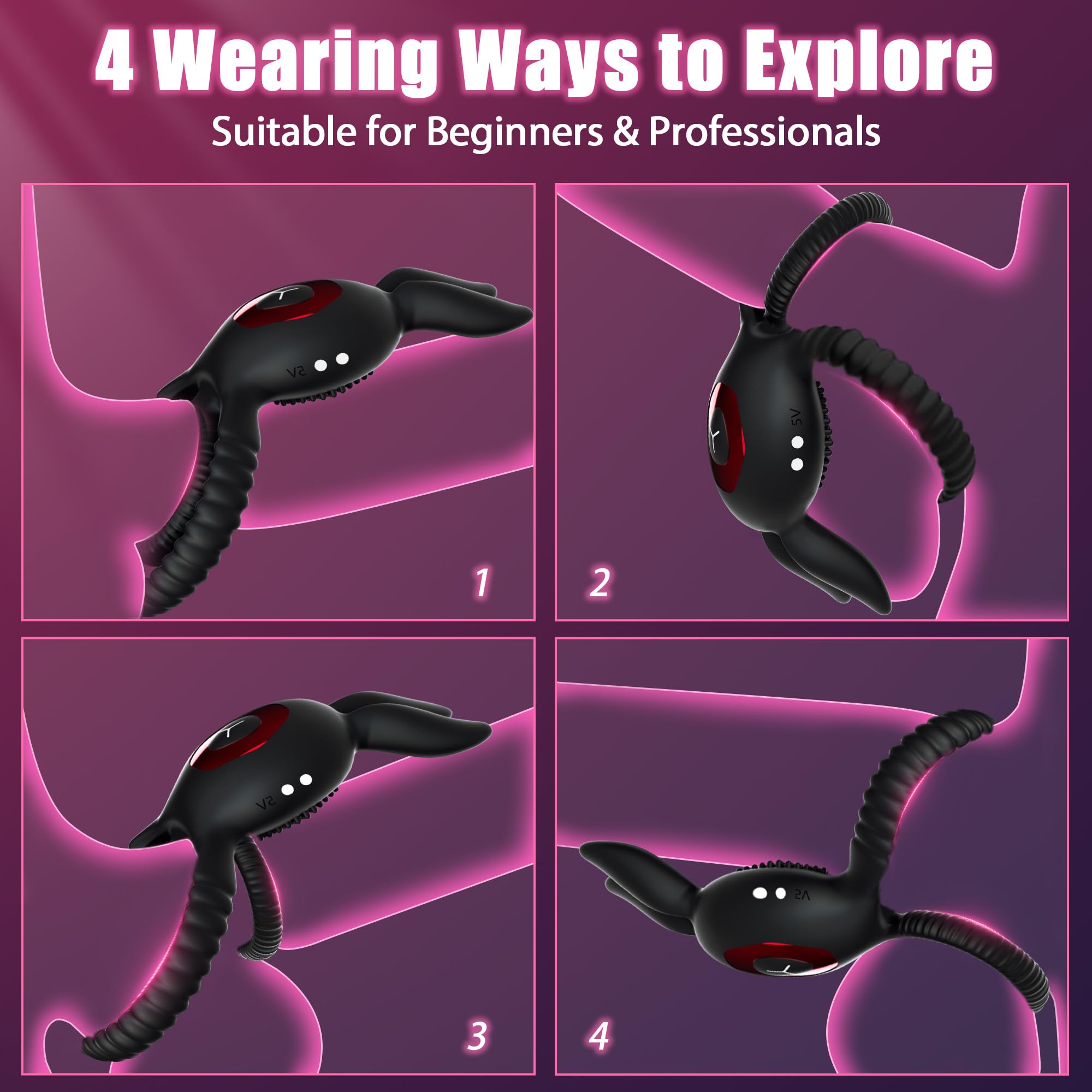 4 in1 Penis Ring Vibrator 10 Vibrations C & G Spot Vibrator – product view 4