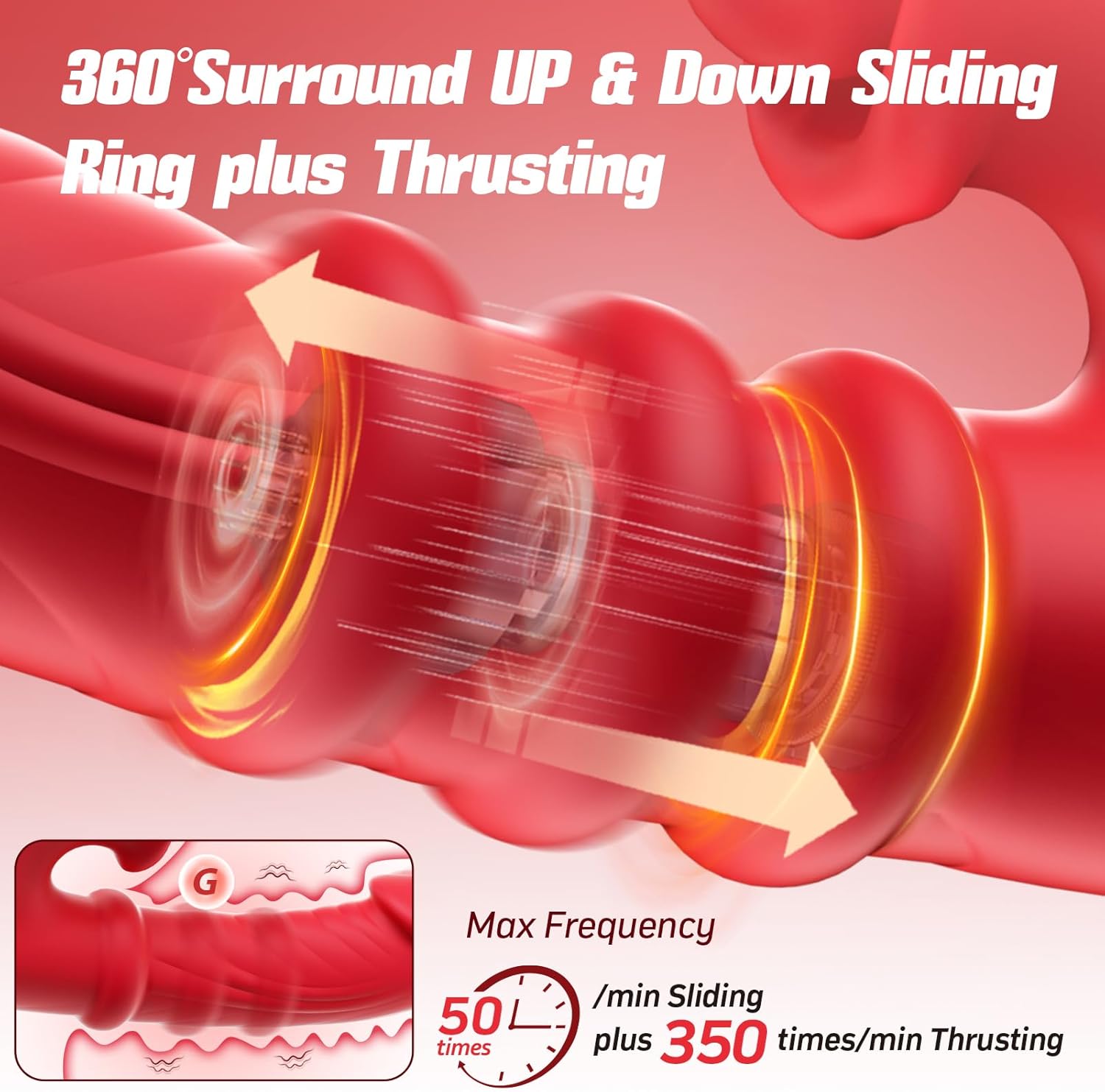 Toendi Thrusting Vibrator for Women, G Spot Dildo & Rabbit Sex Toy Rose Toy | 7 Thrusting Dildo Modes 10 Tongue Licking Vibration, Sliding Ring Stimulation, Soft Silicone, USB Rechargeable, AI Sync Game