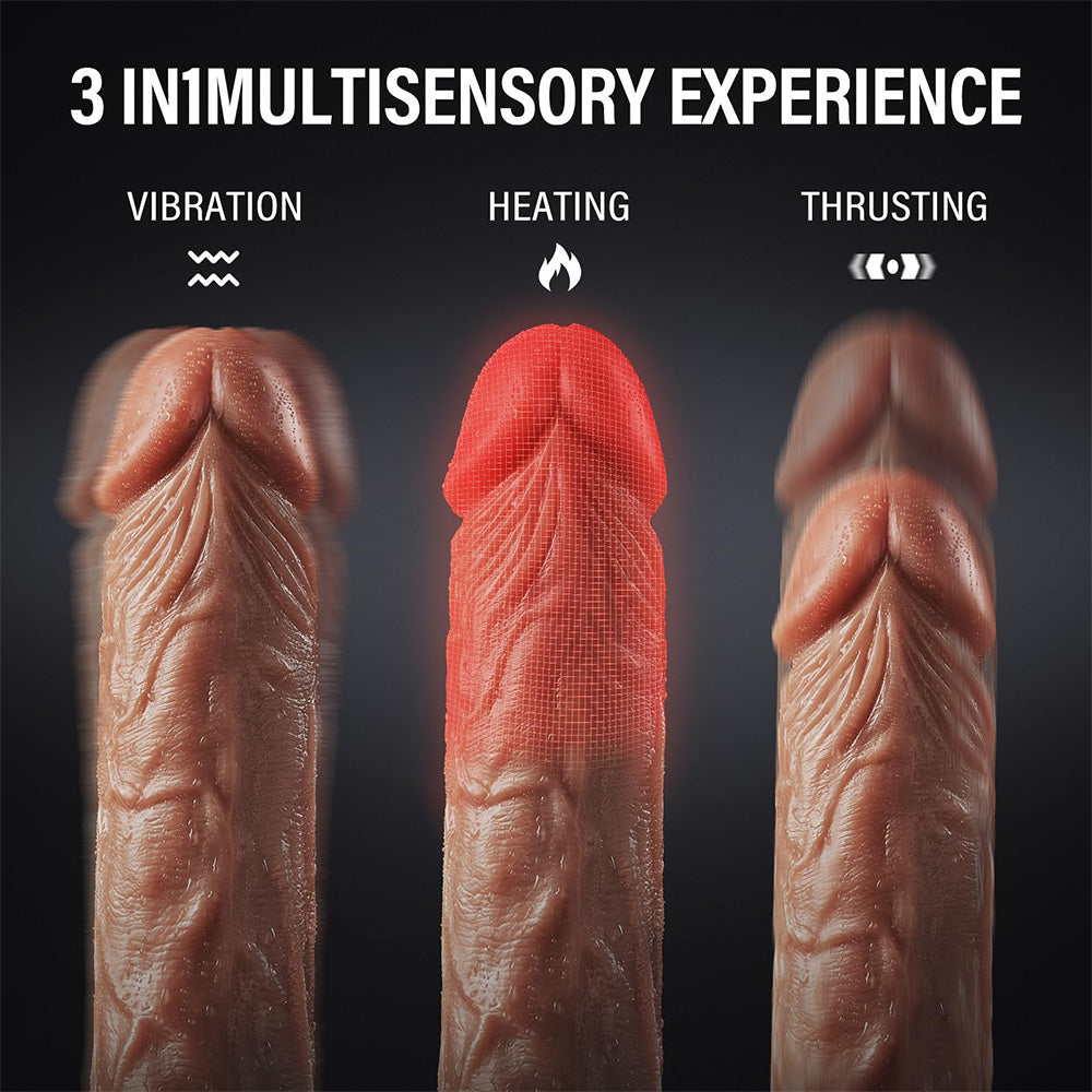 Baseball Bat 10 Vibrating & Thrusting Heating Telescopic Realistic Dildos – product view 4