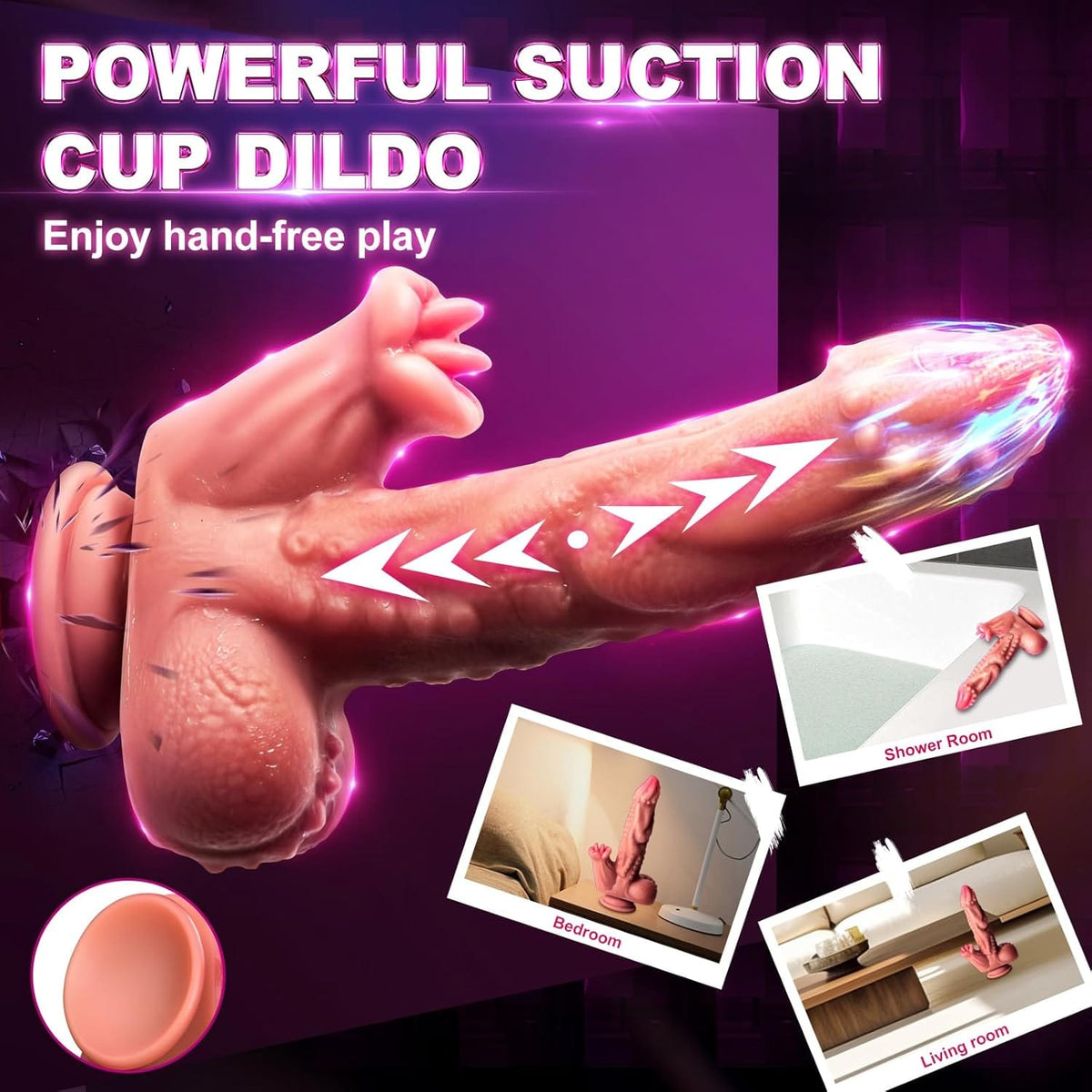 7.4 in Snake Warrior Thrusting Rotation Swinging Dildo Vibrator With Remote