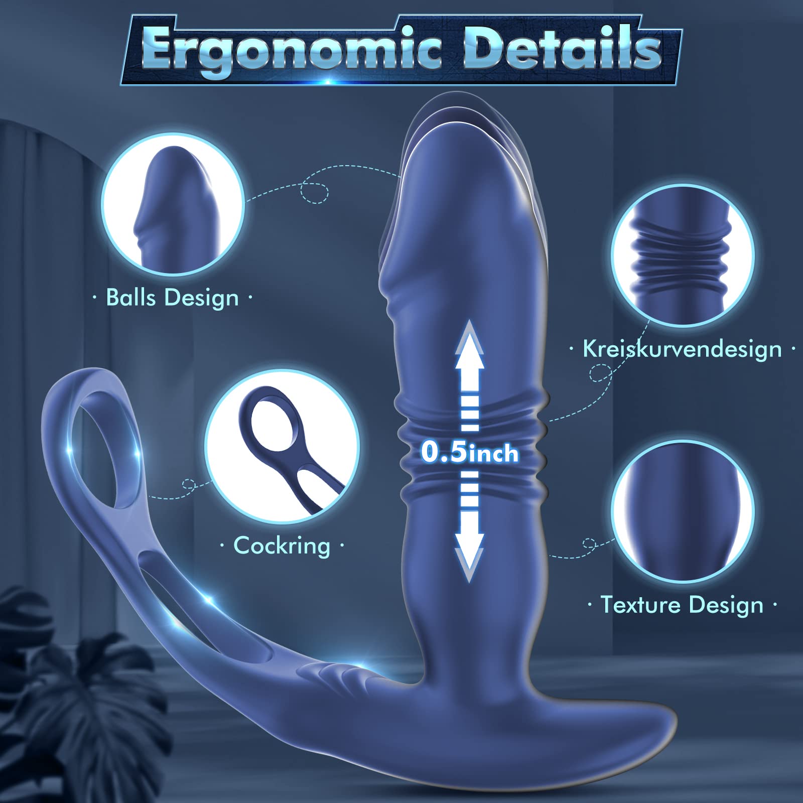 Uxol 3 in 1 Thrusting Prostate Massager Anal Vibrator – product view 14