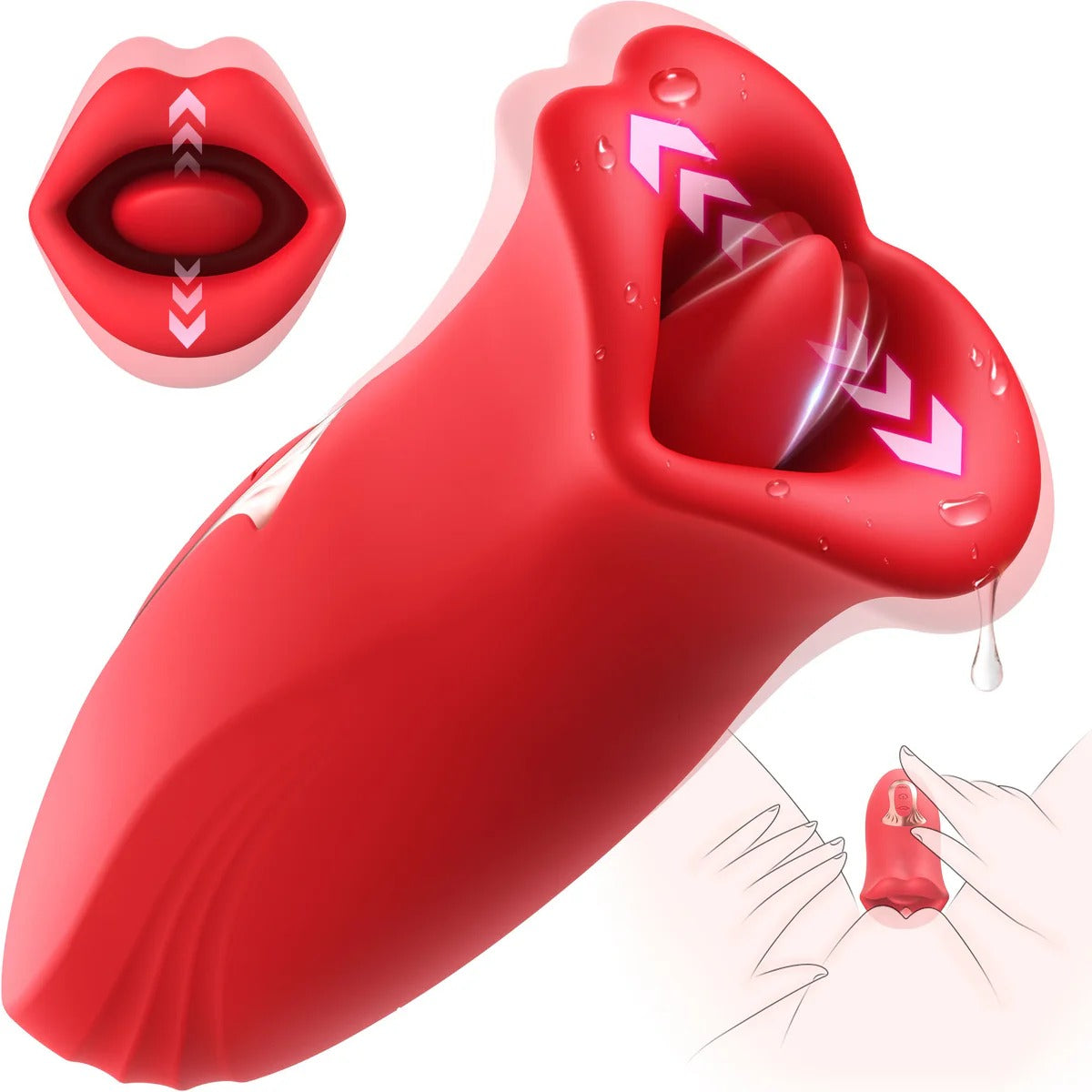 Glimette - 10 Modes Kissing Biting Vibe Tongue Pleasure - tongue vibrator featuring quiet, beginner friendly