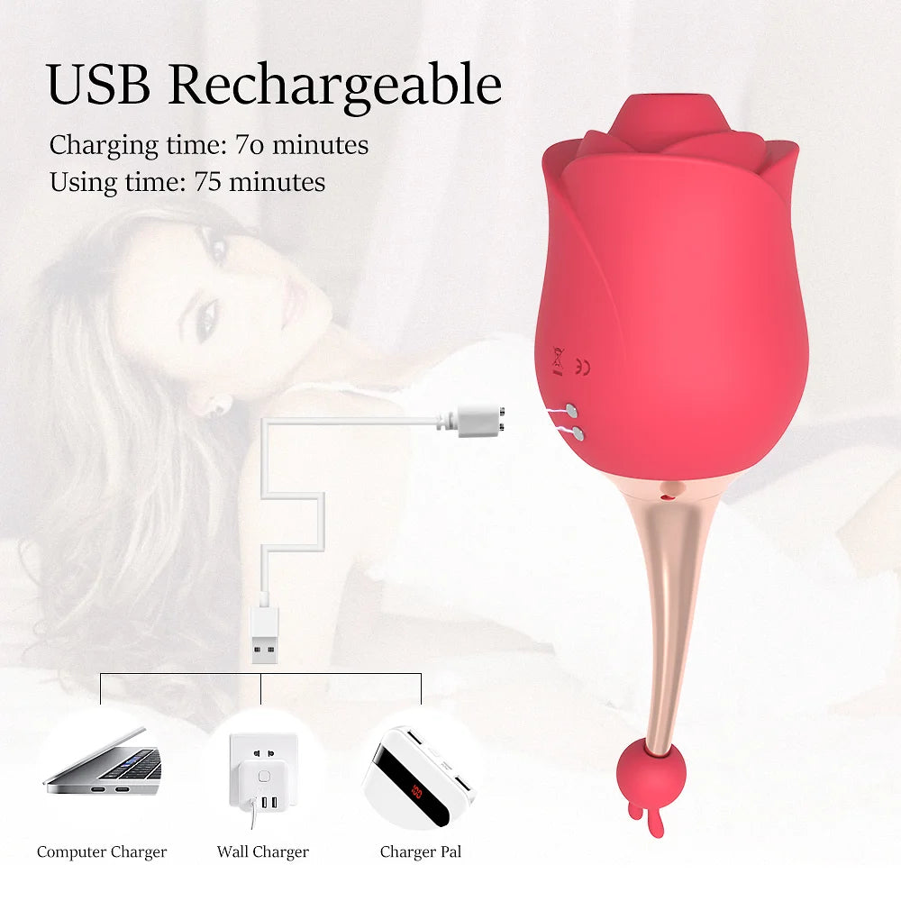 10 Vibrations Rose Suction Vibrator Masturbation Massager – product view 4