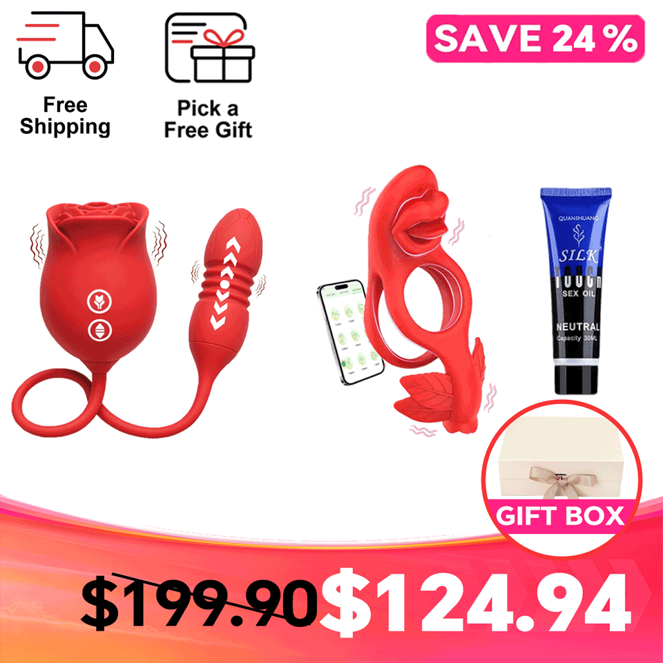 Passion Upgrade Box - Suction Rose Massager & Tongue - rabbit vibrator with suction featuring app controlled, remote control,