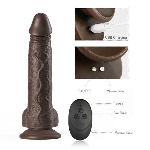 6.7 in K05 Emulated Black Coffee Masculine Wireless Telescopic Rotating Vibrating Rod Dildo