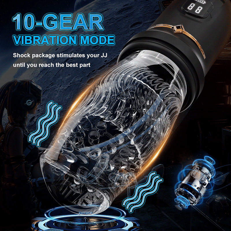 5 Telescopic Rotation 10 Vibration LED Digital Display Male Stroker — product image 4