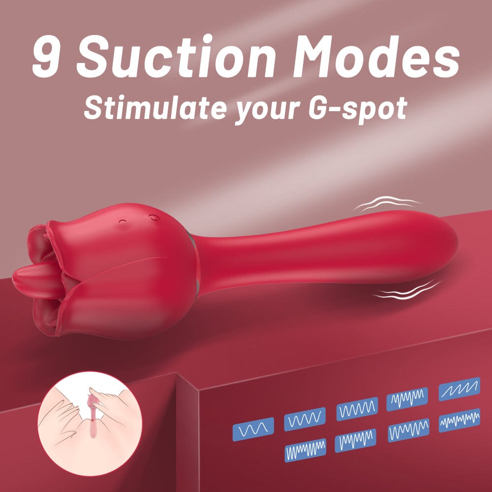 Tongue Rose & G-Spot Sex Toy Oral Licking Stimulate Masturbate Adult Toys Massager For Women