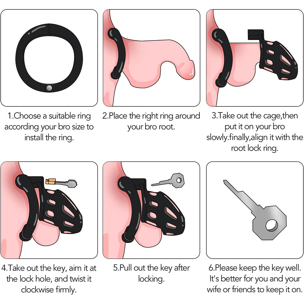 Male Penis Exercise Lightweight Chastity Cage - Adult Sex Toy with 4 Different Size Rings – product view 5