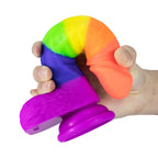 Rainbow Dildo | Silicone Suction Cups Allovers Thrusting Dildo – product view 8