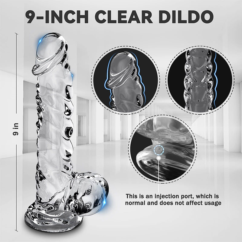 9 Inch Realistic Clear Crystal Dildo With Suction Cup – product view 7