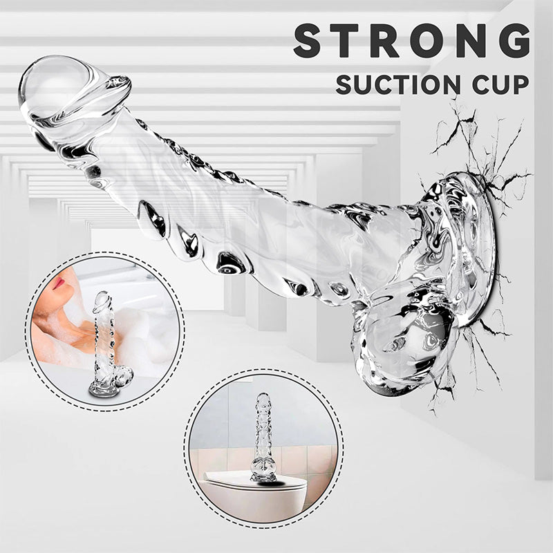 9 Inch Realistic Clear Crystal Dildo With Suction Cup – product view 4